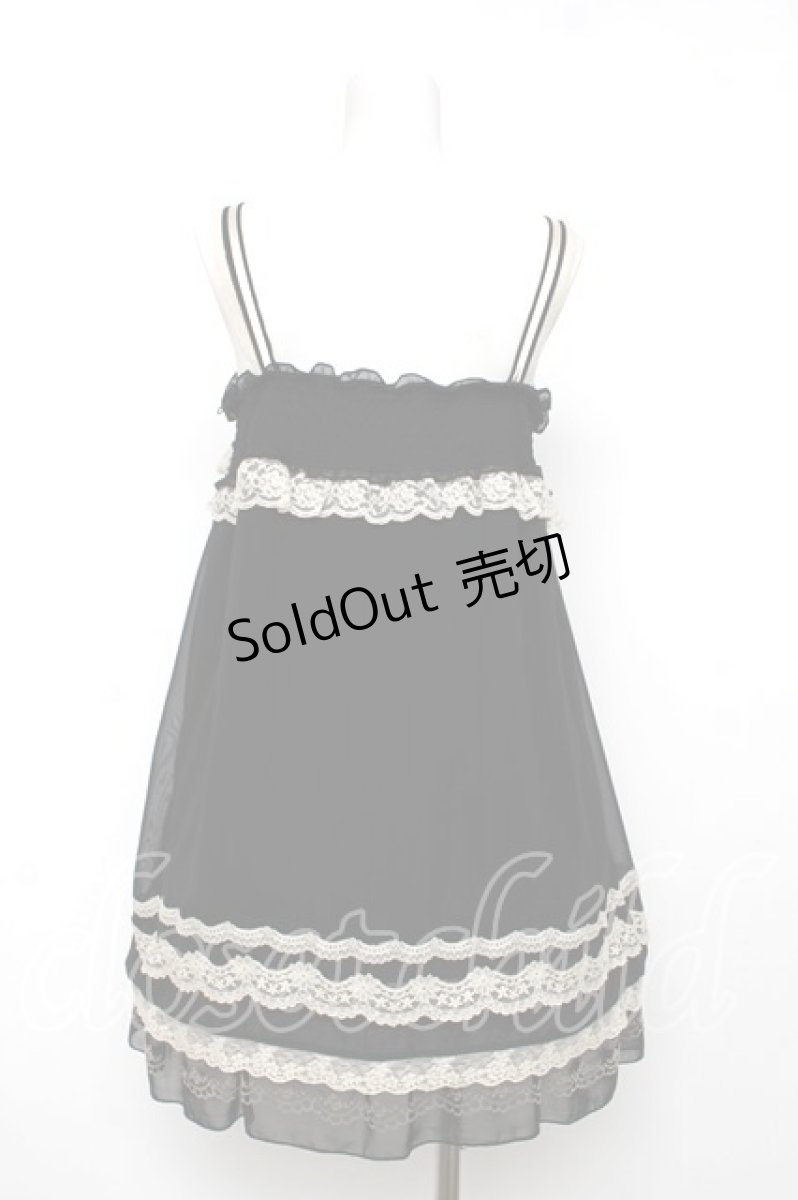 画像2: axes femme / フロッキー薔薇プリントシフォンキャミベビードール M 黒 Y-26-08-12-081-AX-OP-SZ-ZY (2)