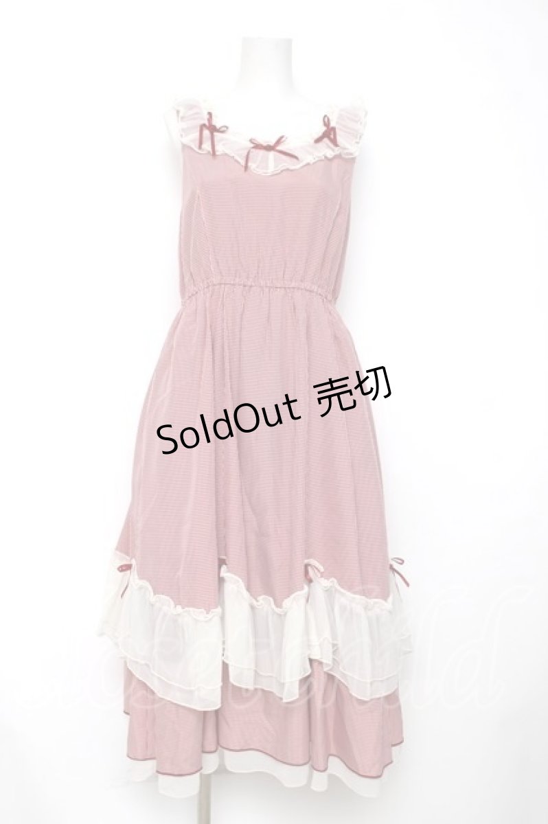 画像1: axes femme / ローズリボンチェックワンピース F 赤 Y-26-08-12-090-AX-OP-SZ-ZY (1)