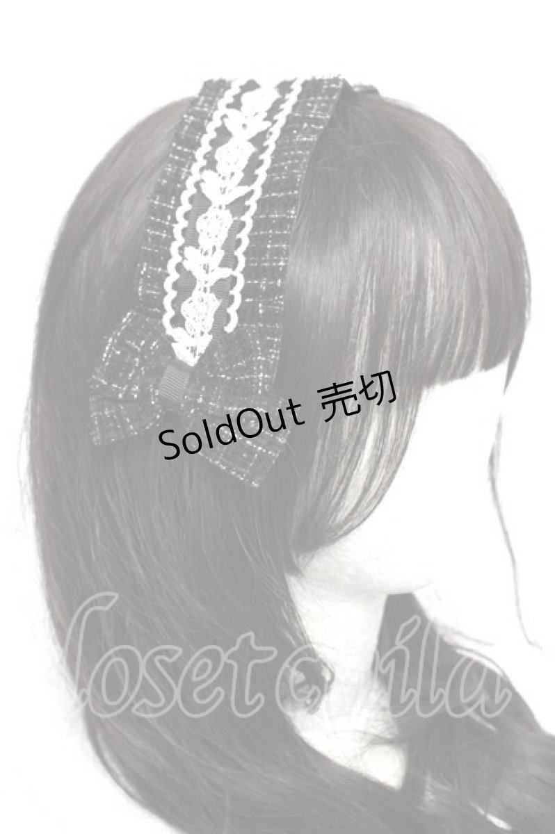 画像2: m petit by misako / ツイードヘッドドレス  黒 Y-26-08-12-013-LO-AC-SZ-ZY (2)