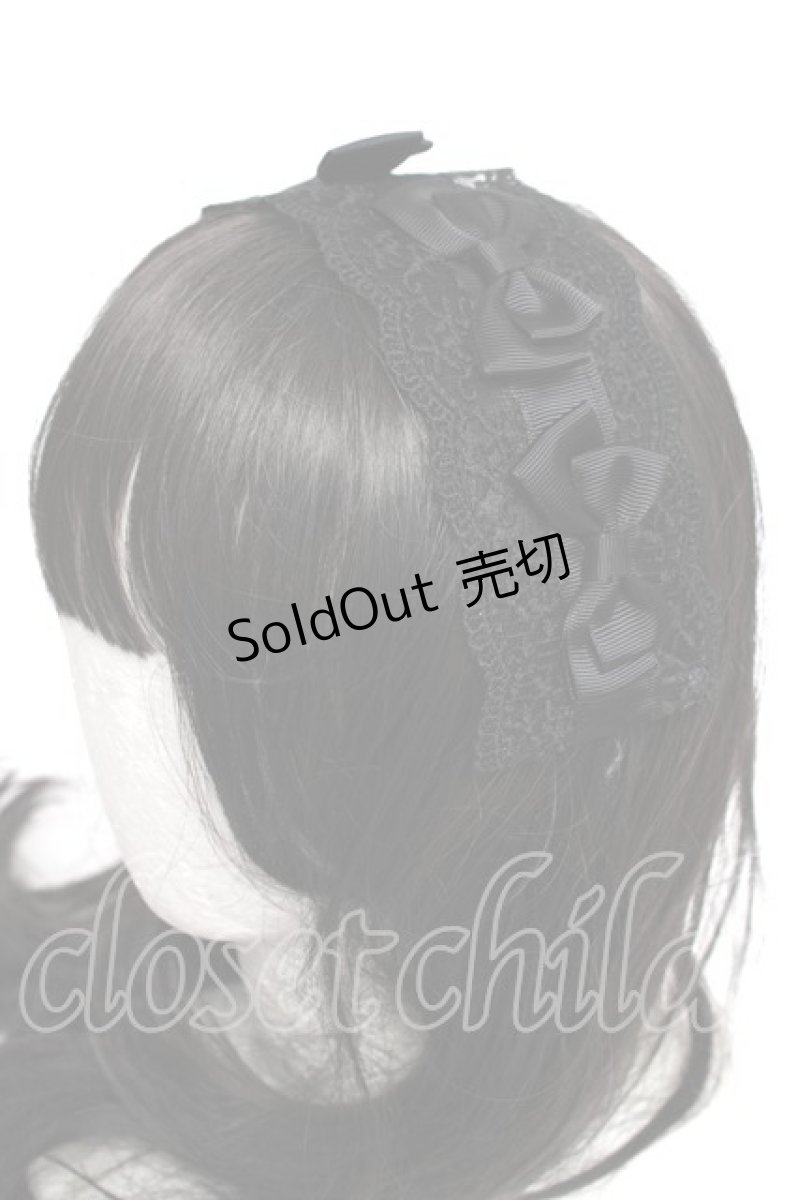 画像1: m petit by misako / レース×リボンヘッドドレス  黒 Y-26-08-12-014-LO-AC-SZ-ZT0824N (1)