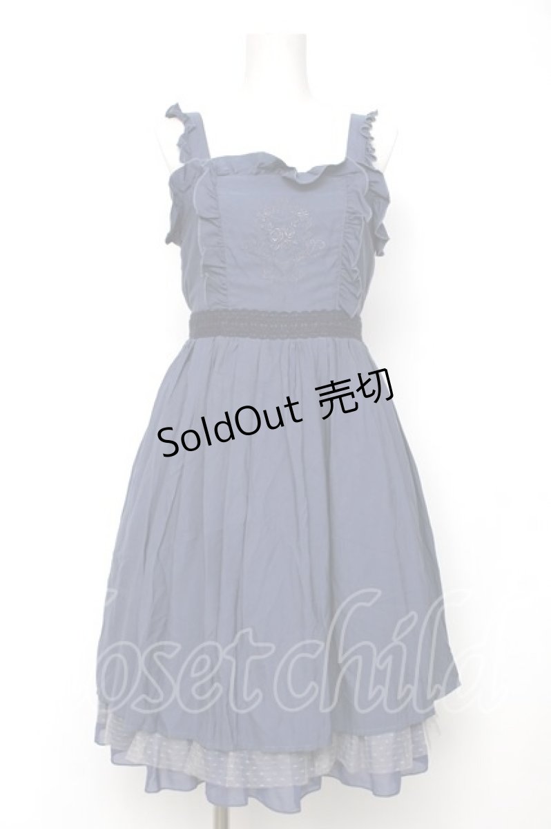 画像1: axes femme POETIQUE / メルヘン刺繍フリルワンピース M ブルー Y-26-08-12-100-AX-OP-SZ-ZY (1)