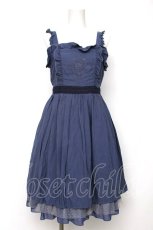 画像1: axes femme POETIQUE / メルヘン刺繍フリルワンピース M ブルー Y-26-08-12-100-AX-OP-SZ-ZY (1)