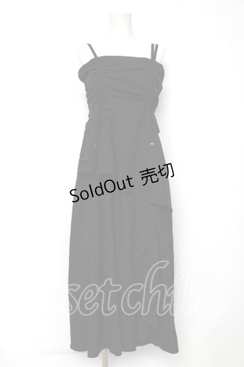 画像1: axes femme / ドロストギャザーキャミワンピース F 黒 Y-26-08-12-106-AX-OP-SZ-ZY (1)