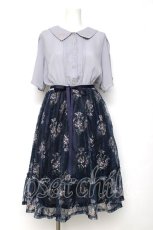 画像1: axes femme / マーガレット柄ドッキングワンピース F 紺 Y-26-08-12-118-AX-OP-SZ-ZY (1)