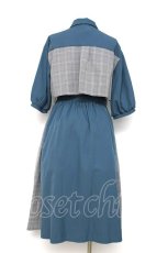 画像2: axes femme / チェック×パッチワークワンピース  ブルー Y-26-08-12-119-AX-OP-SZ-ZY (2)
