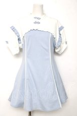 画像1: axes femme POETIQUE / チャイナ釦カットソーワンピース M サックス Y-26-08-12-123-AX-OP-SZ-ZY (1)