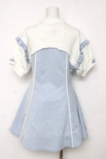 画像2: axes femme POETIQUE / チャイナ釦カットソーワンピース M サックス Y-26-08-12-123-AX-OP-SZ-ZY (2)