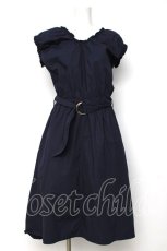 画像1: axes femme / ベルト付きギャザーワンピース M 紺 Y-26-08-12-125-AX-OP-SZ-ZY (1)