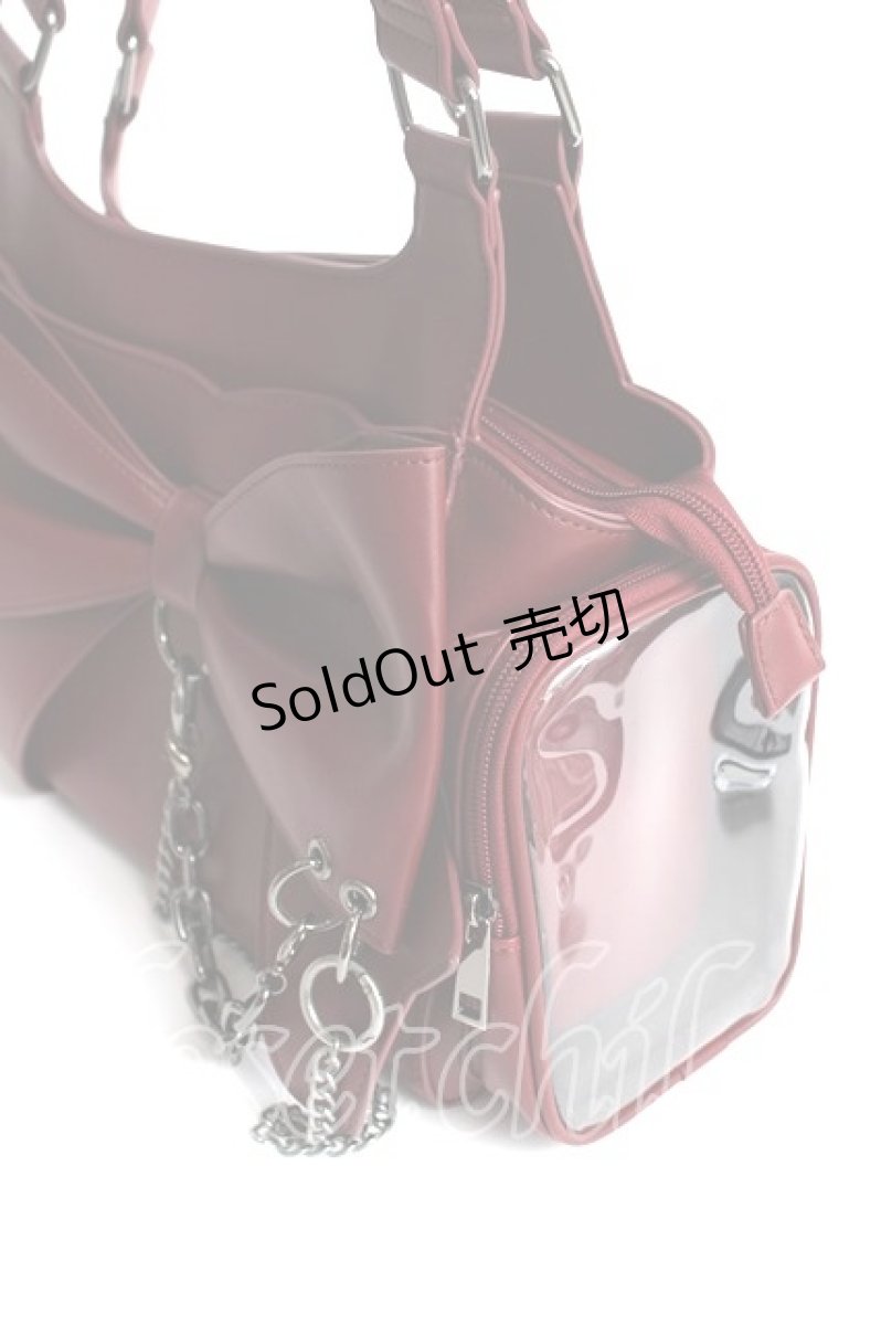画像3: NIBBLE POISON / クリアポケットリボンバッグ  ワイン Y-26-08-12-029-LO-BG-SZ-ZY (3)