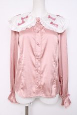 画像1: axes femme kawaii / プチリボン配色ブラウス M ピンク Y-26-08-16-034-AX-BL-SZ-ZY (1)