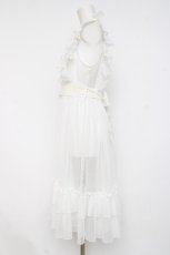 画像2: Chalmiere / ドットチュールエプロン M 白 Y-26-08-16-040-AX-OP-SZ-ZY (2)