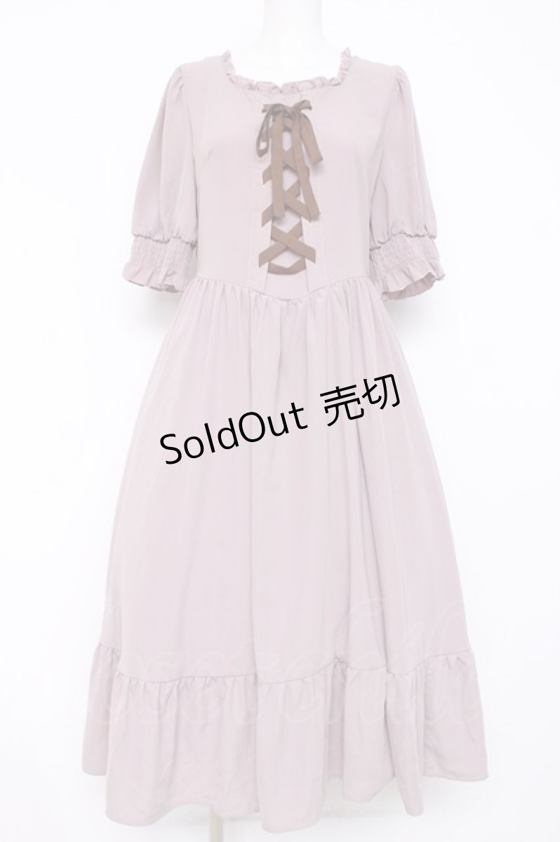 画像1: m petit by misako / AMレースアップワンピース M 中桃 Y-26-08-16-053-LO-OP-SZ-ZT796 (1)