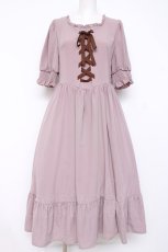 画像1: m petit by misako / AMレースアップワンピース M 中桃 Y-26-08-16-053-LO-OP-SZ-ZY (1)