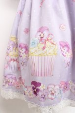 画像4: Chalmiere / パンジーカップケーキ柄ワンピース M ラベンダー Y-26-08-16-055-AX-AC-SZ-ZY (4)