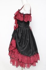画像2: ATELIER PIERROT / Rosarium Nocturne JumperSkirt  ブラック×レッド Y-26-08-16-064-EL-OP-SZ-ZY (2)