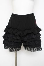 画像1: Ozz oneste / 薔薇刺繍フリルパンツ  黒 Y-26-08-16-071-OO-PA-SZ-ZY (1)