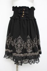 画像1: axes femme / 刺繍入りハイウエストスカート M 黒 Y-26-08-16-108-AX-SK-SZ-ZY (1)