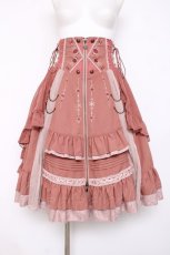 画像1: Ozz oneste / 薔薇刺繍ティアードスカート  ピンク Y-26-08-16-112-OO-SK-SZ-ZY (1)