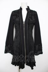 画像1: OZZ ANGELO / レース×和柄pt切替ZIPパーカー  黒 Y-26-08-18-049-OO-JA-SZ-ZY (1)