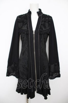 Preview of レース×和柄pt切替ZIPパーカー  黒