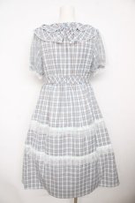 画像2: Lolime by mellfy memory / check puff sleeve dress M ブルー Y-26-08-18-076-LO-OP-SZ-ZY (2)