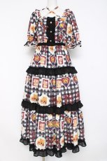 画像1: axes femme kawaii / ベアズベーカリー柄ロングワンピース M 黒 Y-26-08-18-080-AX-OP-SZ-ZY (1)