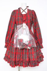 画像1: Amavel / Dolly Holidayチェックティアードワンピース M レッド Y-26-08-18-084-CA-OP-SZ-ZY (1)