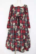 画像1: Emily Temple cute / Teddy Bear Tartanワンピース  赤 Y-26-08-18-096-ET-OP-SZ-ZY (1)