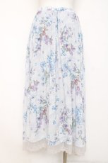 画像2: axes femme / 水彩花柄プリーツロングスカート M サックス Y-26-08-18-103-AX-SK-SZ-ZY (2)