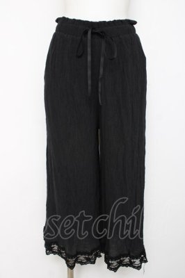 Preview of 選べる着丈楊柳ワイドパンツ S 黒