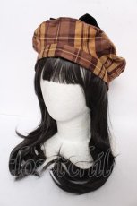 画像2: axes femme kawaii / タータンチェックベレー帽  イエロー Y-26-08-18-015-AX-AC-SZ-ZY (2)