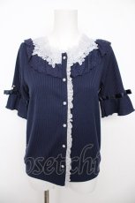 画像1: axes femme / 透けローズレースカットカーデ M 紺 Y-26-08-18-030-AX-TO-SZ-ZY (1)