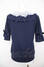 画像2: axes femme / 透けローズレースカットカーデ M 紺 Y-26-08-18-030-AX-TO-SZ-ZY (2)