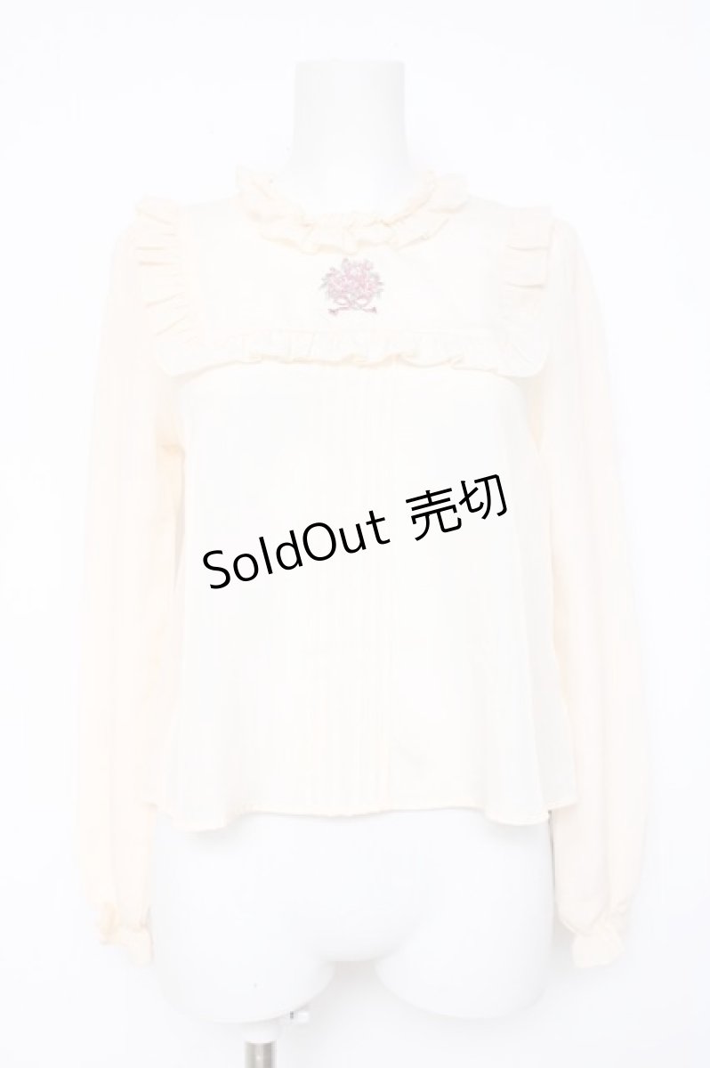 画像1: DearMyLoveRose / ブーケ刺繍ヨークフリルブラウス M 生成 Y-26-08-20-085-LO-BL-SZ-ZT083 (1)