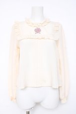 画像1: DearMyLoveRose / ブーケ刺繍ヨークフリルブラウス M 生成 Y-26-08-20-085-LO-BL-SZ-ZT083 (1)