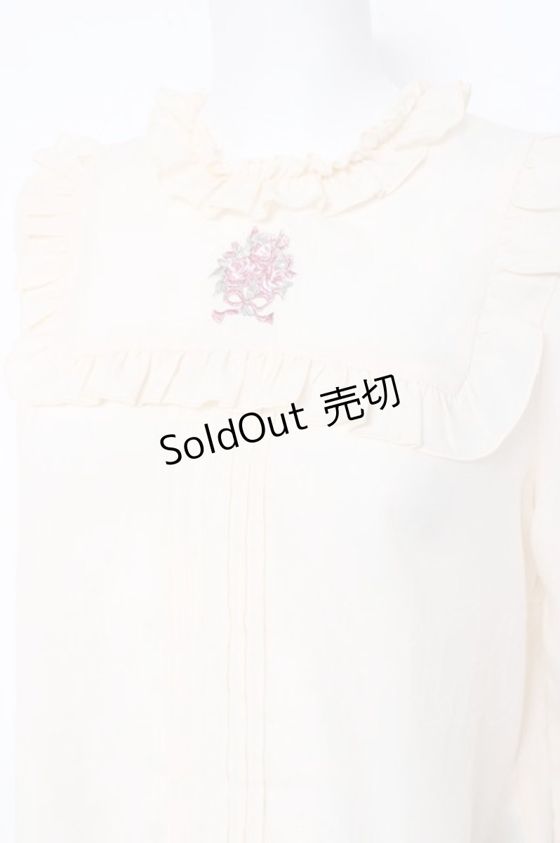 画像3: DearMyLoveRose / ブーケ刺繍ヨークフリルブラウス M 生成 Y-26-08-20-085-LO-BL-SZ-ZT083 (3)