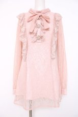 画像1: Swankiss / ボウタイレースワンピース  ピンク Y-26-08-20-102-LO-OP-SZ-ZT057 (1)