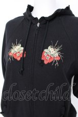 画像3: PINK HOUSE / ストロベリーブーケ刺繍半袖パーカー M 黒 Y-26-08-20-110-LO-TO-SZ-ZT (3)