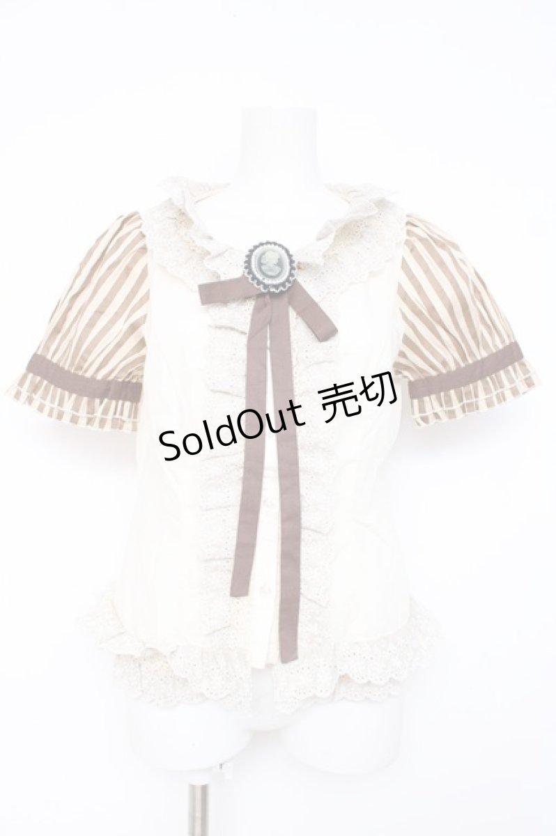 画像1: MARBLE / カメオブローチ付きクラシカルブラウス M 生成り Y-26-08-20-129-GO-BL-SZ-ZS (1)