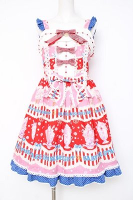 Preview of Sweetheart Parfaiteria柄スカラップジャンパースカート  赤