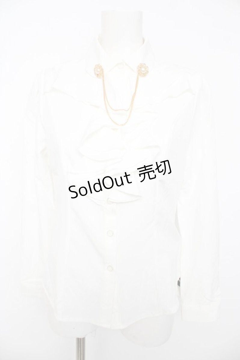 画像1: MARBLE / チェーンブローチブラウス  白 Y-26-08-22-005-GO-BL-SZ-ZY (1)