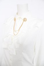 画像3: MARBLE / チェーンブローチブラウス  白 Y-26-08-22-005-GO-BL-SZ-ZY (3)