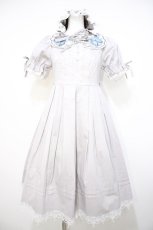 画像1: MOONRIVER / 蝶プリント襟半袖ワンピースセット S グレー Y-26-08-22-072-LO-OP-SA-ZT741 (1)