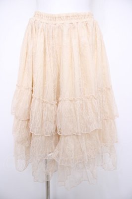 Preview of Ruffle Chiffon Skirt-Lace-  アイボリー