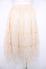 画像2: ATELIER PIERROT / Ruffle Chiffon Skirt-Lace-  アイボリー Y-26-08-22-191-EL-SK-SZ-ZY (2)