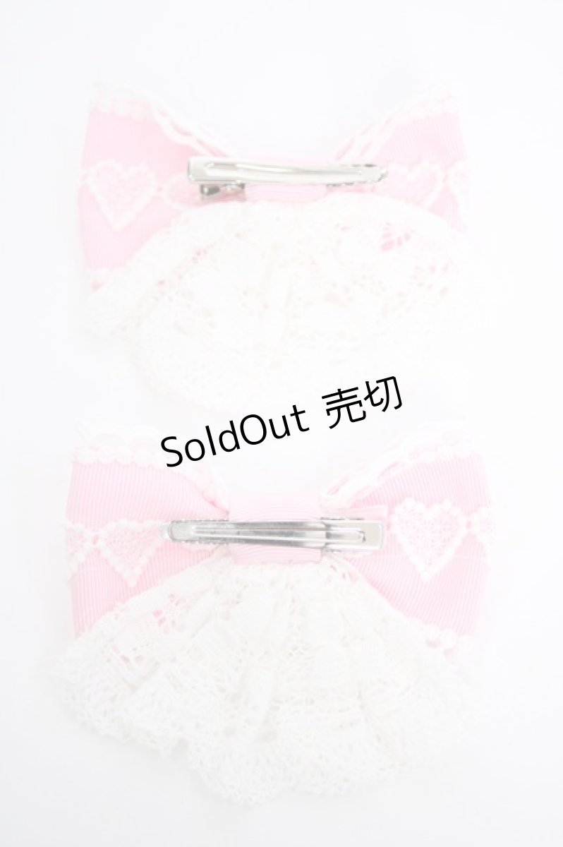 画像2: Angelic Pretty / おめかしレースジャボリボンクリップ  ピンク Y-26-08-24-005-AP-AC-SZ-ZY (2)