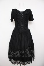 画像2: axes femme / 裾チュール刺繍ワンピース M クロ Y-26-08-24-055-AX-OP-SZ-ZY (2)