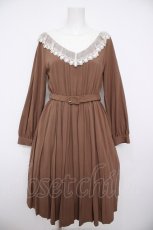 画像1: axes femme POETIQUE / ベルト付きプリーツワンピース M 茶 Y-26-08-24-056-AX-OP-SZ-ZY (1)