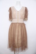 画像1: axes femme NOSTALGIE / マトン袖チュールレースワンピース M ベージュ Y-26-08-24-057-AX-OP-SZ-ZY (1)