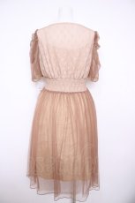画像2: axes femme NOSTALGIE / マトン袖チュールレースワンピース M ベージュ Y-26-08-24-057-AX-OP-SZ-ZY (2)